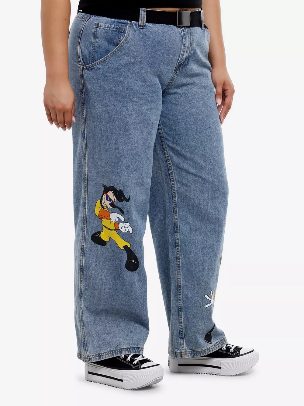 Her Universe Disney A Goofy Movie Max & Powerline Belted Straight Leg Denim Jean - Picture 13 of 13